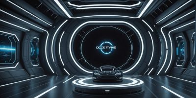 Futuristic 3D animated product in motion with dynamic lighting and sleek design elements.